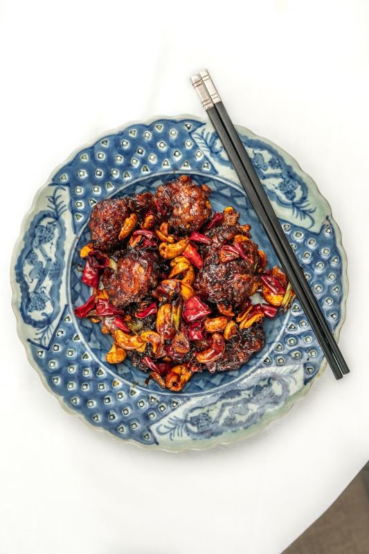 Min Jiang Stir-fried Gong Bao Corn-fed Chicken with cashew nuts and Sichuan dried chilli